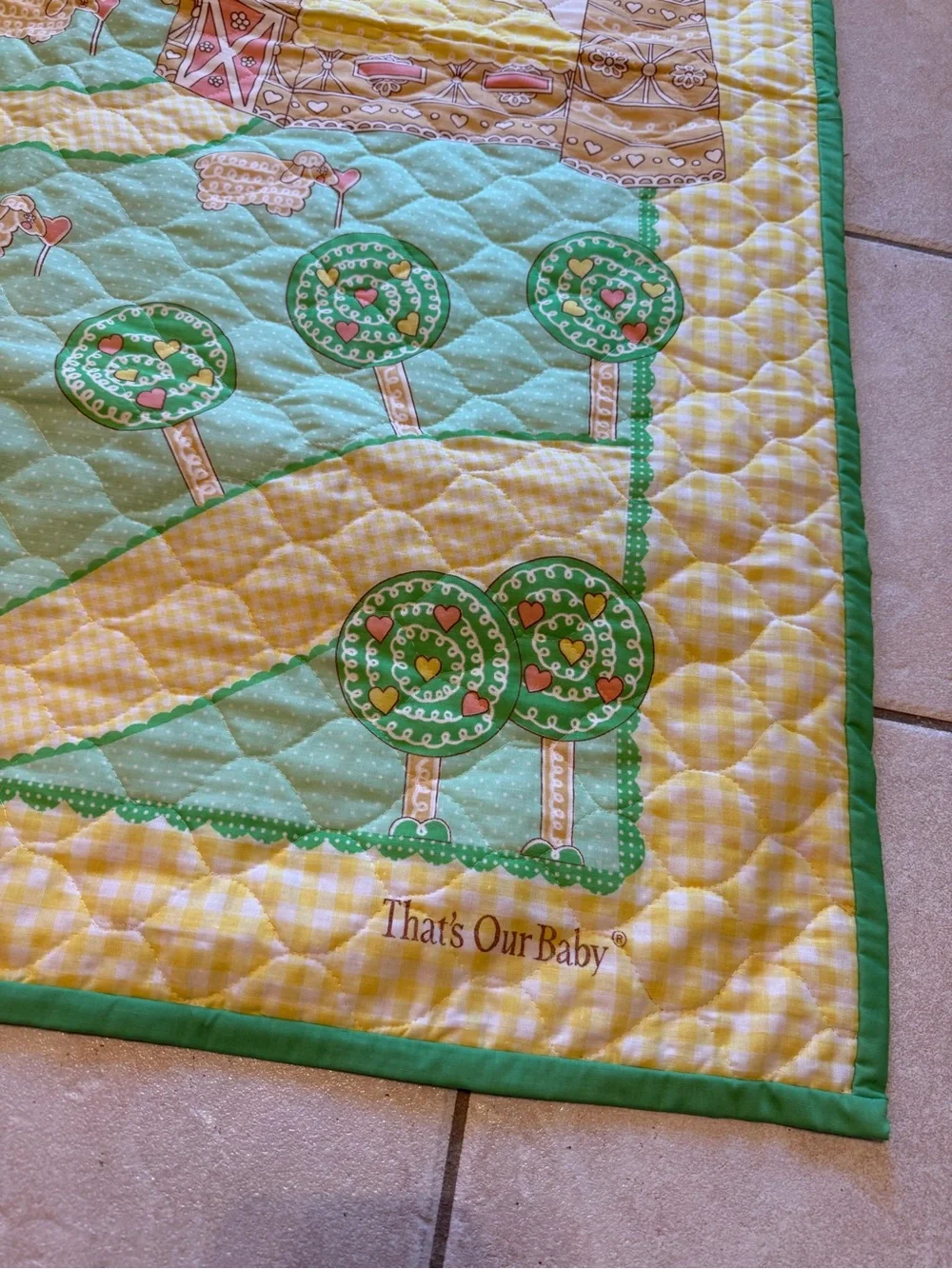 Vintage Thats Our Baby Farm Trees Sheep Sun Baby Blanket Quilt